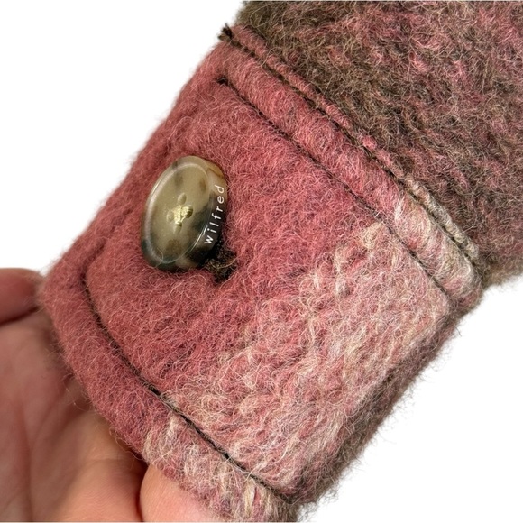 Aritzia Wilfred The Ganna Cropped Shacket Size Small Wool Brown Pink Plaid - Picture 6 of 10
